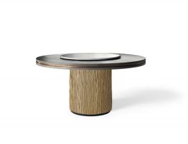 ROUND TABLE WITH WOOD TOP AND MARBLE INSERT