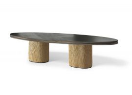 ART.MSG005 OVAL TABLE WITH WOOD TOP. W.300 CM