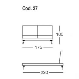 COD 37 - BED WITH SHAPED HEADBOARD